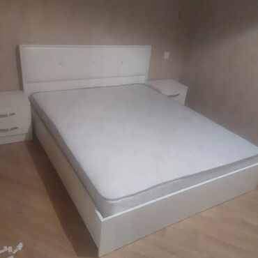 угловая кровать: Двуспальная кровать, Без подьемного механизма, Бесплатный матрас, Без выдвижных ящиков, Азербайджан, Металл