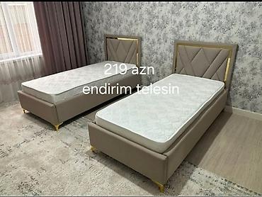 ikinci el stular: Müasir dizaynlı tək nəfərlik çarpayı dəsti. - Yumşaq bej rəngli — 1