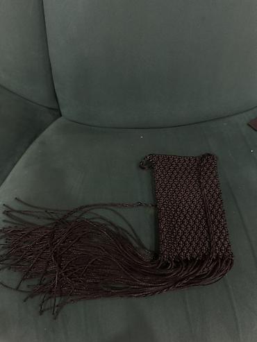 Makrame çanta – əl işi, qara rəng. - Material: möhkəm parlaq ipdən