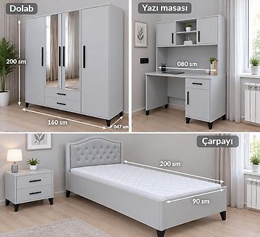 dolab gence: Uşaq/yeniyetmə otağı üçün müasir mebel dəsti – açıq boz rəngdə, qara — 1