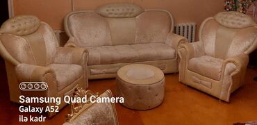 bərbər kreslo: İşlənmiş, Divan, 2 kreslo, Pufik, Bazalı, Açılan