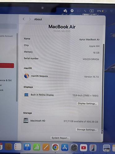 512: Apple MacBook Air 13.6" (M4, 2025) Tezeden secilmir. - Prosessor — 4