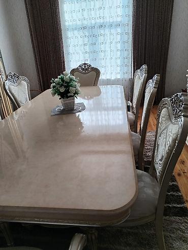 işlənmiş künc divanları: Qonaq otağı üçün, İşlənmiş, Açılmayan, Dördbucaq masa, 8 stul — 3