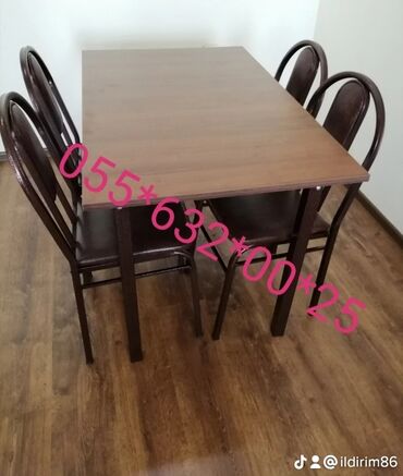 Sifarişlə restoran üçün masa və oturacaq dəstləri: Stullar ilə, Dördbucaq masa, 4 nəfər, Azərbaycan, Zəmanətli, Kredit yoxdur, Ödənişli quraşdırma — 20