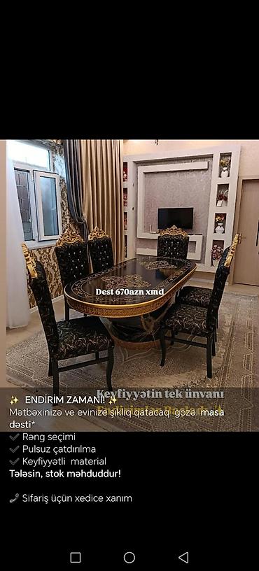 Masa və oturacaq dəstləri: Mətbəx və qonaq otağı üçün şık masa dəstləri - Klassik və modern -da lalafo.az — 5 Masa və oturacaq dəstləri: Mətbəx və qonaq otağı üçün şık masa dəstləri - Klassik və modern — 5