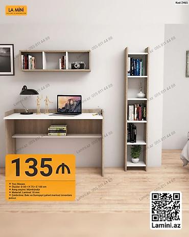 stol ofis: Düz masa, Stulsuz, Polkalı, Siyirməsiz, Sadə laminat — 1