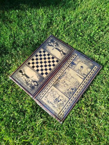 Şahmatlar: Ağacdan hazırlanmış 2-i 1-də oyun dəsti – şahmat və nərd — 1