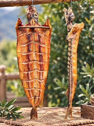 Salmon: Təbii üsulla hazırlanmış hisə verilmiş balıqlar. Təzə hazırlanıb — 5