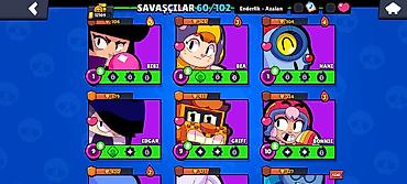 brawl stars 2: Brawl Stars hesabı – 60/102 döyüşçü - Kolleksiya: 60 döyüşçü açıq — 5