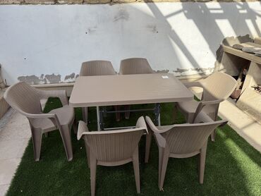 xoş gəldin oğlum: Dördbucaq masa, 6 stul, Açılmayan, Stullar ilə, Plastik