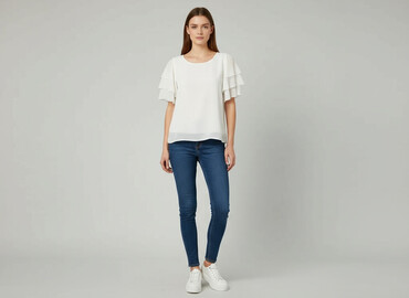 jedwabna bluzki z krótkim rękawem: Women's blouse, size S