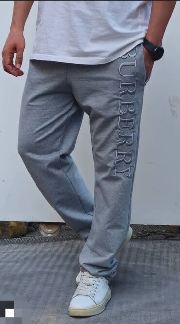 брендовые спортивные костюмы женские: Мужские спортивные брюки Burberry, серый меланж. - Материал: мягкий