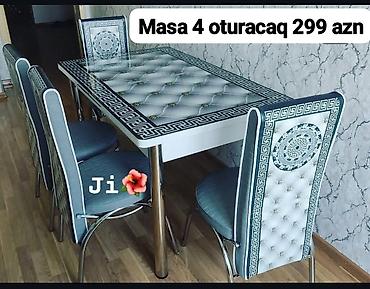 60 70 masa: Mətbəx üçün, Yeni, Açılmayan, Dördbucaq masa, 4 stul — 1