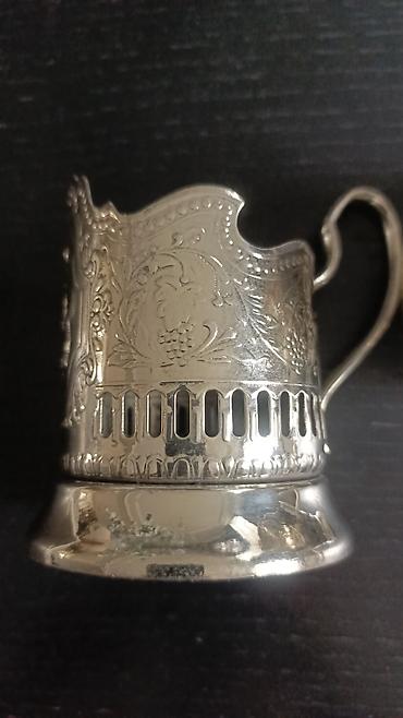 Qab-qacaq və mətbəx ləvazimatları: Sovet podstakanniki,kolçuqino-1960-cı illər.ideal vəziyyət.MNS.Gümüşü — 5
