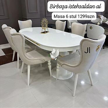 Qonaq otağı üçün, Yeni, Açılmayan, Oval masa, 6 stul
