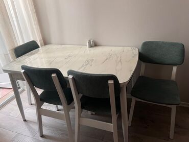 Masa və oturacaq dəstləri: İşlənmiş, Açılan, Kvadrat masa, 4 stul