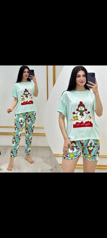 idman geyimleri instagram: 3lu dəst ev geyimi pijama dəsti