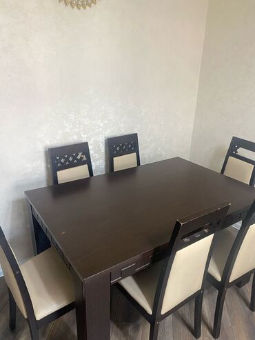 qabax stolu: Для гостиной, Квадратный стол, 6 стульев
