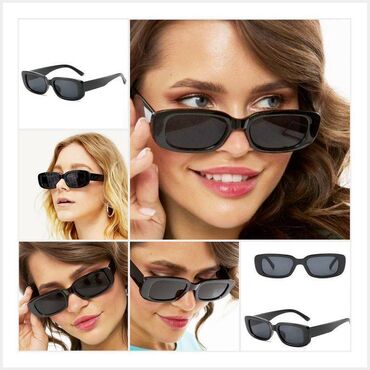 Другая женская одежда: Черные солнцезащитный очки, унисекс, прямоугольные, цена за 1 шт