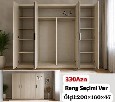 paltar dolap: Üç qapılı paltar dolabı - Ölçü: 200 × 160 × 47 sm - Rəng seçimi var - — 1