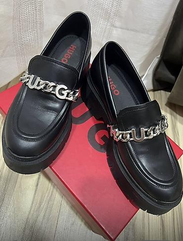 ucuz ayaqqabilar: HUGO qadın loaferləri Original - Rəng: qara - Material: hamar — 1