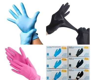 перчатки нитриловые м: Перчатки нитрил/винил в наличии в трёх цветах розовые, синие, черные