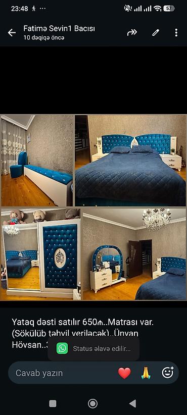 Yataq dəsti satılır 650₼. Matrası var.(Sökülüb təhvil lalafo.az -da Yataq dəsti satılır 650₼. Matrası var.(Sökülüb təhvil