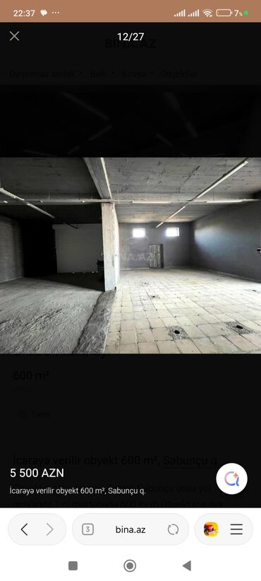 Binalar: İcarəyə obyekt – 600 m², Sabunçu q. - İki mərtəbəli, fasadı daş üzlü — 9