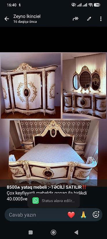 *8500₼ yataq mebeli :-TƏCİLİ SATILIR*‼️ Çox keyfiyyətli mebeldir qonaq