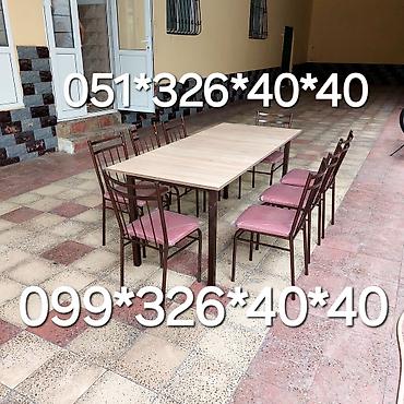 bag stullari: Qonaq otağı üçün, Yeni, Açılmayan, Dördbucaq masa, 8 stul — 7