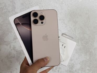 Apple iPhone: IPhone 16 Pro Max, Б/у, 256 ГБ, Desert Titanium, Зарядное устройство, Защитное стекло, Чехол, 92 %