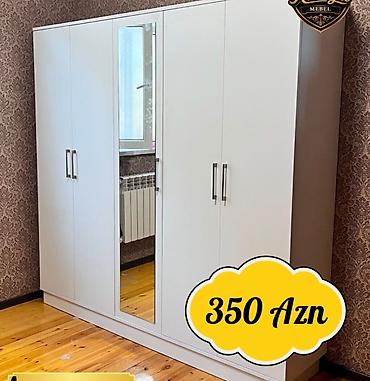 tut: Ağ rəngli 4 qapılı şkaf - Ön hissədə tamboy güzgü (ortadakı qapıda) — 1