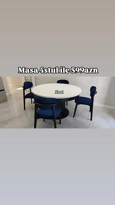 Masa və oturacaq dəstləri: Masa və 6 stul dəsti – Xmd • Komplekt: 1 yemək masası + 6 ədəd stul — 51