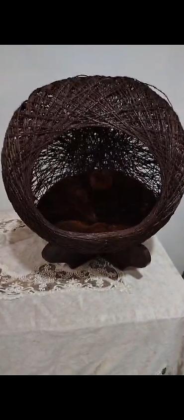 ucuz pişiklər: Ev heyvanları üçün dekorativ yuva/evcik - Material: tünd qəhvəyi — 2