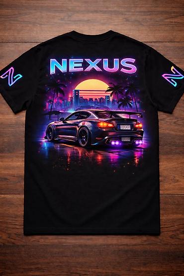 gun eynəyi: NEXUS temalı uniseks t‑shirt - Rəng: qara - Arxa dizayn: neon — 1