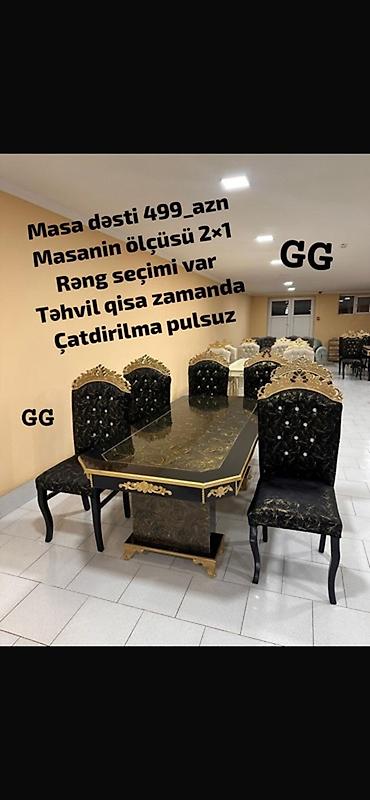 Məhsul: Klassik üslubda yemək otağı masa dəstləri • Masa ölçüsü: 2×1