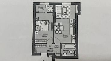 Продажа квартир: 1 комната, 44 м², Асанбай мкр Элитка, 2 этаж, ПСО (под самоотделку) — 6