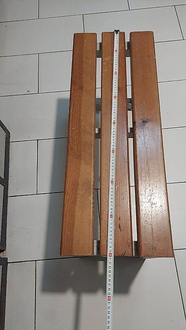 skamya sekilleri: Metall karkaslı taxta oturacaq/skamya - Dizayn: loft üslubunda, düz — 3