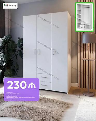 3 qapılı paltar dolabı - Ölçü: dərinlik 47 sm × hündürlük 200 sm × en