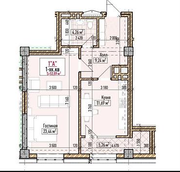 Продажа квартир: 1 комната, 54 м², Асанбай мкр Элитка, 9 этаж, ПСО (под самоотделку) — 6