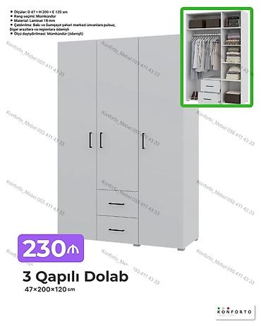 Mebel: 3 qapılı dolab – 47×200×120 sm - Material: 18 mm laminat - Rəng — 1
