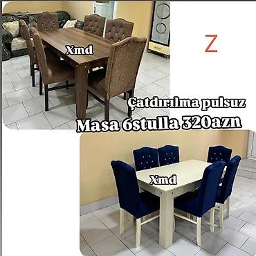 plastmas stul: Mətbəx üçün, Yeni, Açılmayan, Dördbucaq masa, 6 stul — 1