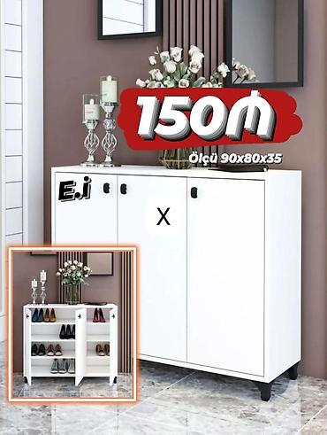 ucuz dolab: Ağ rəngli ayaqqabılıq/dolab - Ölçü: 90 x 80 x 35 sm (şəkildə — 1