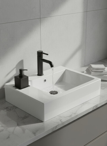 пьедесталом раковина с: Белая керамическая раковина прямоугольной формы с глянцевой