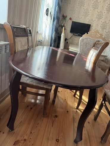 стол из массива: Mətbəx üçün, Oval masa, 6 stul