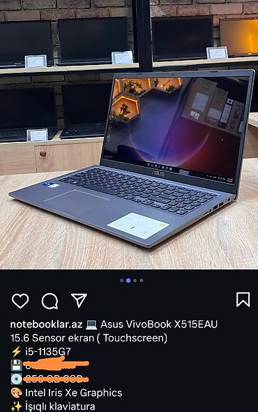 Asus VivoBook X515EAU noutbuku Yeni kimidir. 16/512 . Üstündə çanta