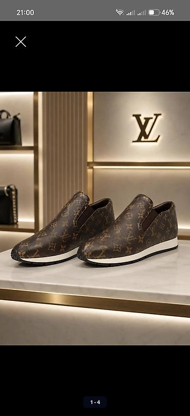 babet ayaqqabı: Louis Vuitton tərzində slip-on qadın ayaqqabısı - Üst material — 1