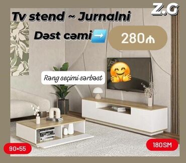 TV altlığı: TV stend və jurnal masası yeni qonaq otağı mebeli