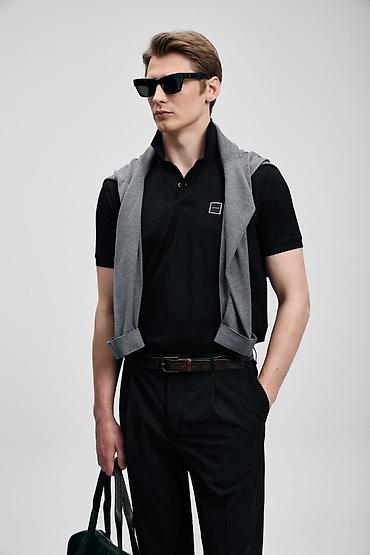 lufian: Lufian polo köynəyi – qara rəng - Minimalist dizayn, sinə hissəsində — 4