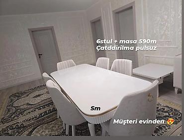mekteb stolu: Qonaq otağı üçün, Yeni, Açılmayan, Dördbucaq masa, 6 stul — 1